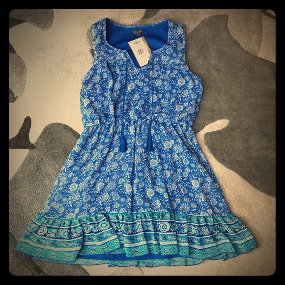 Lily Rose Blue Tassel Dress, NWT, Size L - Picture 1 of 16